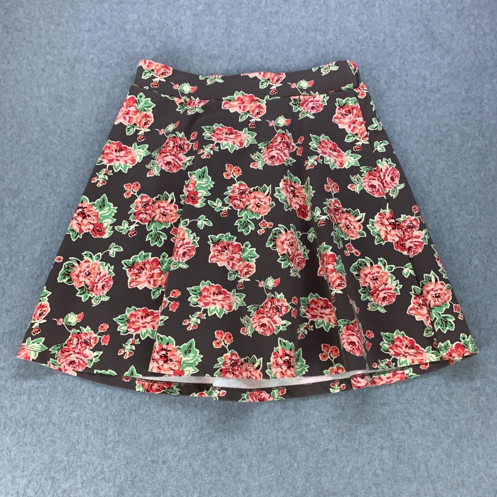Matilda Jane Skirt Womens L Brown Floral Rose A-Line Knit Stretch 18614B